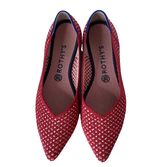 Rothy's Shoes - Rothy's Red and White Pointed Knit Flats